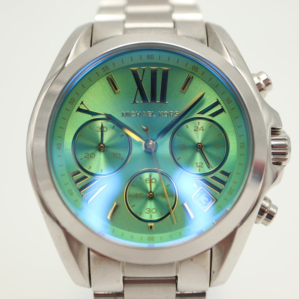 Michael Kors Bradshaw Silver Tone 37mm Chronograph Watch MK6197 w New Battery - Picture 5 of 12